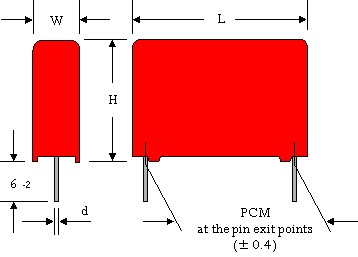 Dimensional drawing WIMA MKP-Y2 capacitors