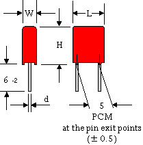 Dimensional drawing WIMA MKP 2 capacitors